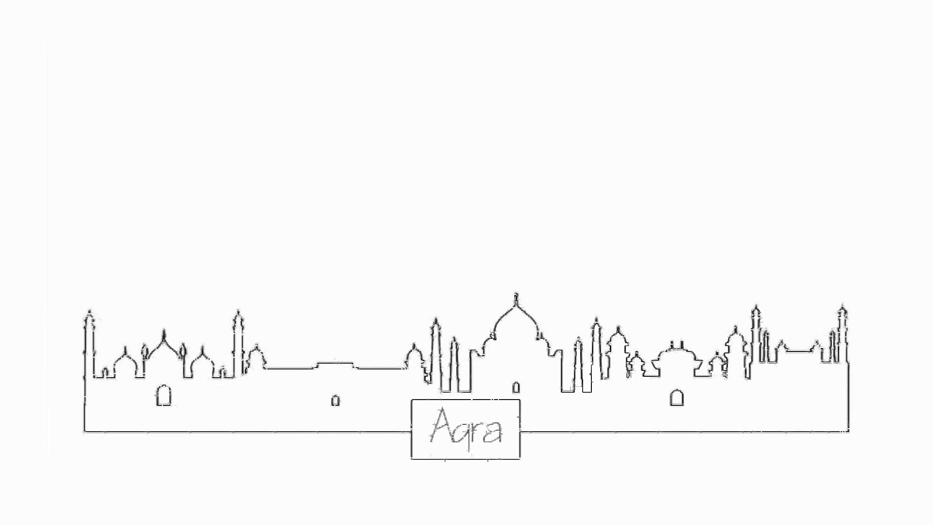 1920x1080 Continuous Line Drawing City Urban Skyline Outline Of Agra Motion - Skyline Line Drawing