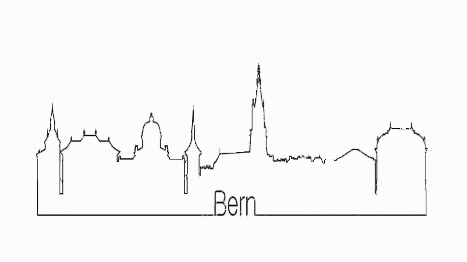 1920x1080 Continuous Line Drawing City Urban Skyline Outline Of Bern Motion - Skyline Line Drawing
