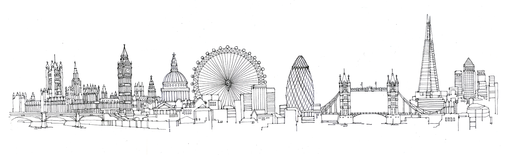 1738x531 London Skyline Drawing For Leon Paul City Illustration - Skyline Line Drawing