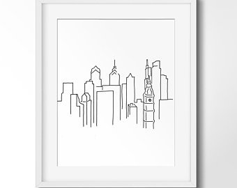 340x270 Skyline Line Drawing Etsy - Skyline Line Drawing