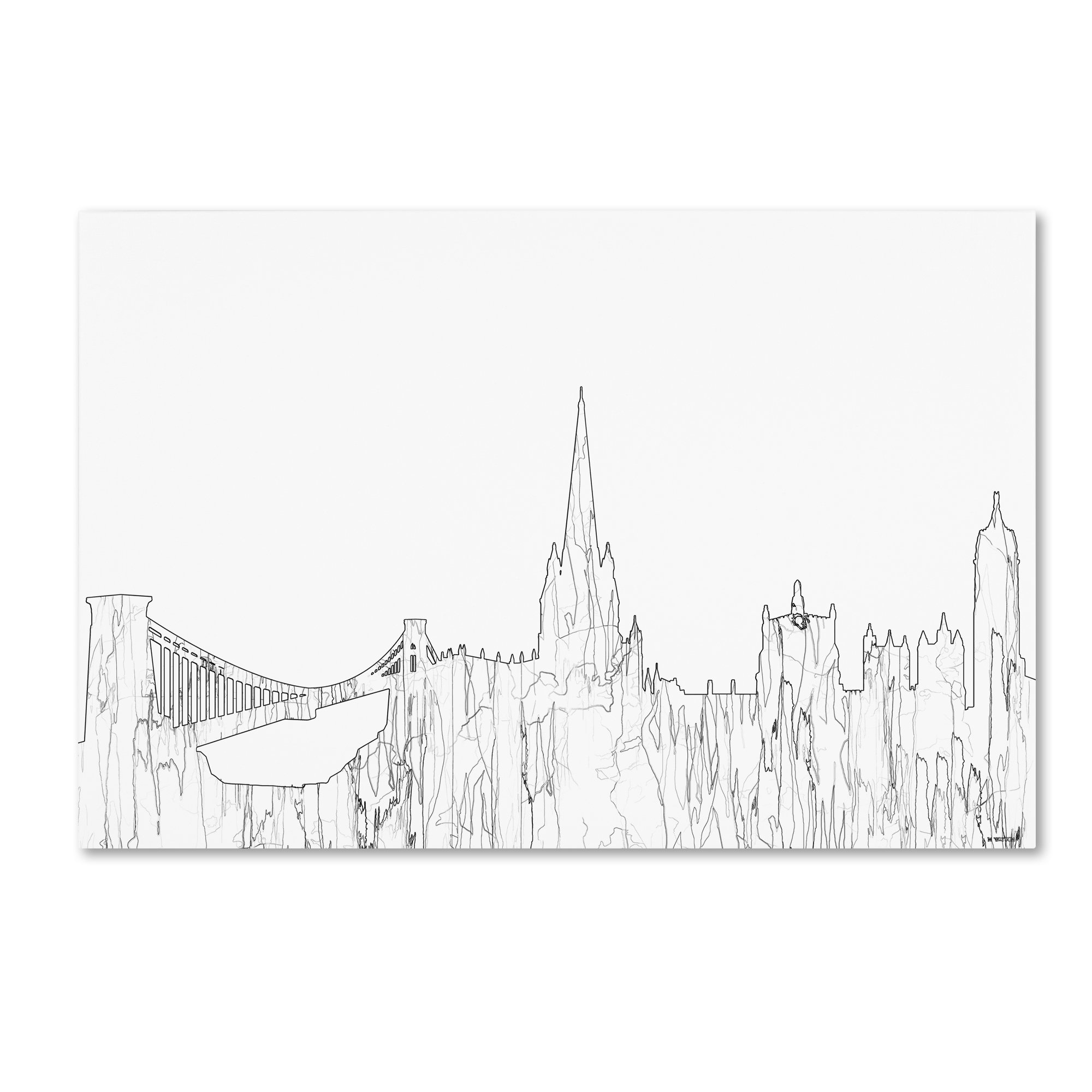 2000x2000 Trademark Art 'bristol England Skyline Bw Thin Line' Drawing Print - Skyline Line Drawing
