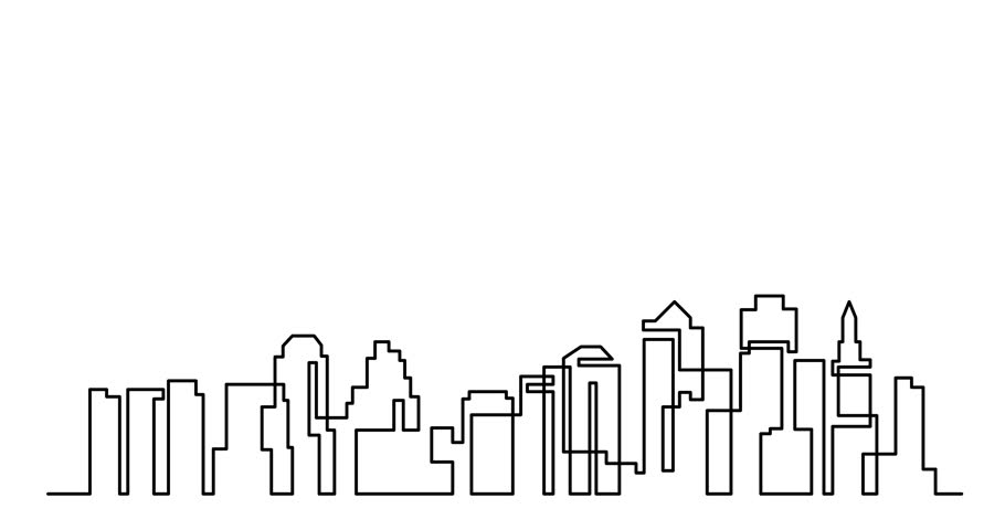 910x480 Animation Of Continuous Line Drawing Stock Footage Video - Skyline Line Drawing