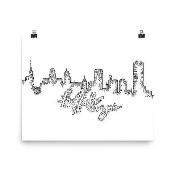 570x570 Buffalo Skyline Line Drawing Poster Etsy - Skyline Line Drawing