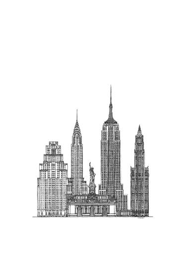 375x530 My New York Drawing - Skyline New York Drawing