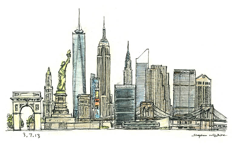 765x491 New York Montage - Skyline New York Drawing