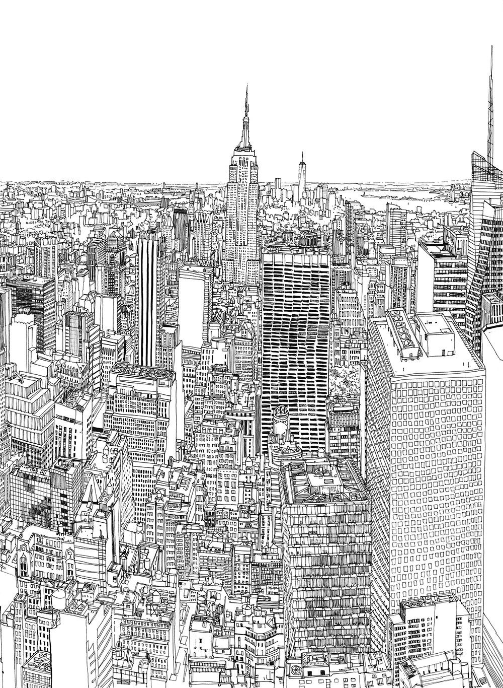 1000x1366 Patrick Vale's Colossus Timelapse Drawing Of New York City - Skyline New York Drawing