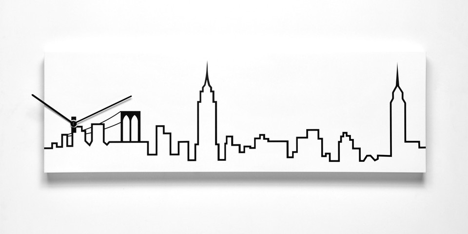 960x480 Progetti New York Skyline Wall Clock The Longest Stay - Skyline New York Drawing