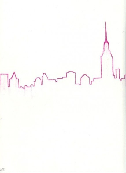 436x600 Skyline New York Drawing - Skyline New York Drawing