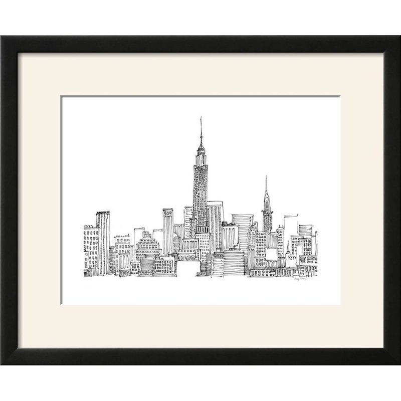 800x800 wrought studio 'new york skyline crop' framed drawing print wayfair - Skyline New York Drawing