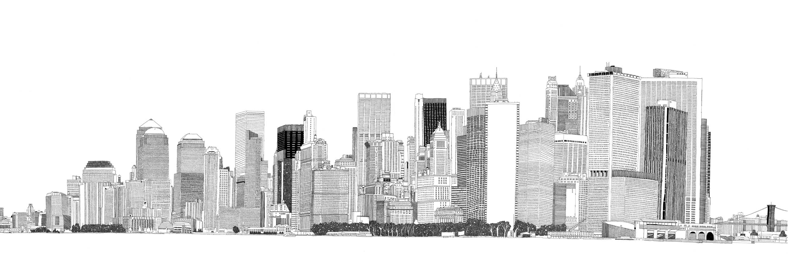 2600x902 Chris Dent New York Skyline - Skyline New York Drawing