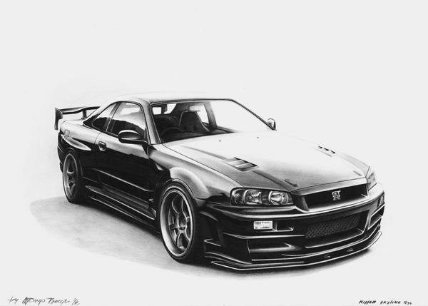 600x429 Ljubomir Krcmar On Twitter Nissan Skyline Drawing Httpt - Skyline R34 Drawing