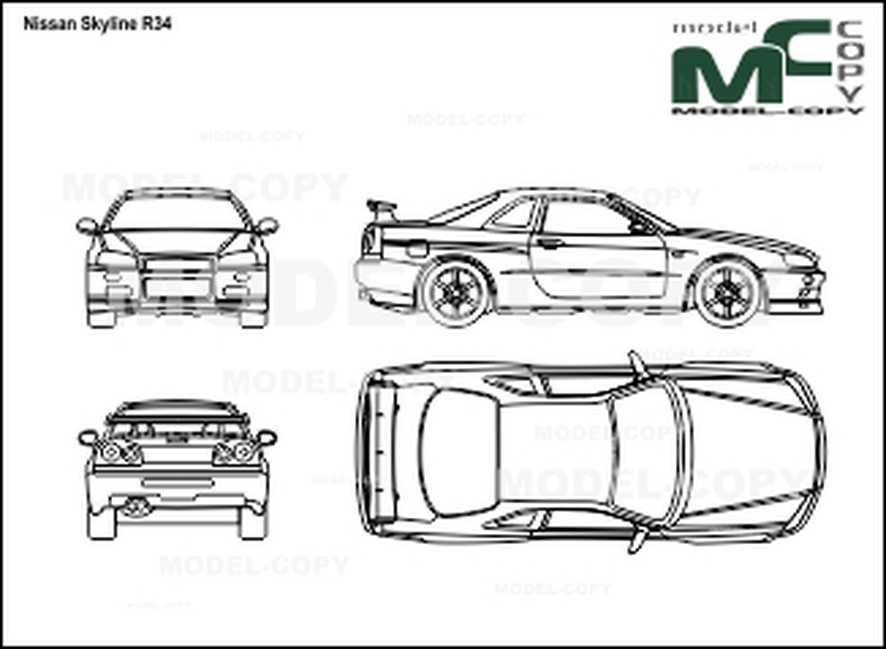 886x649 Nissan Skyline - Skyline R34 Drawing