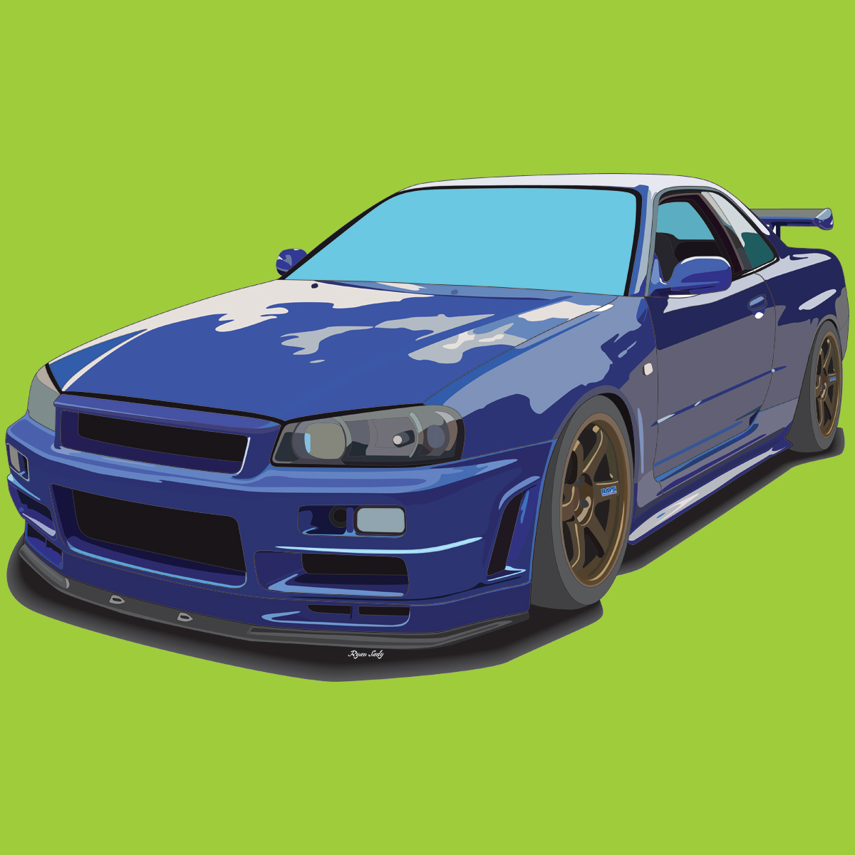 Нарисовать ниссан скайлайн r34