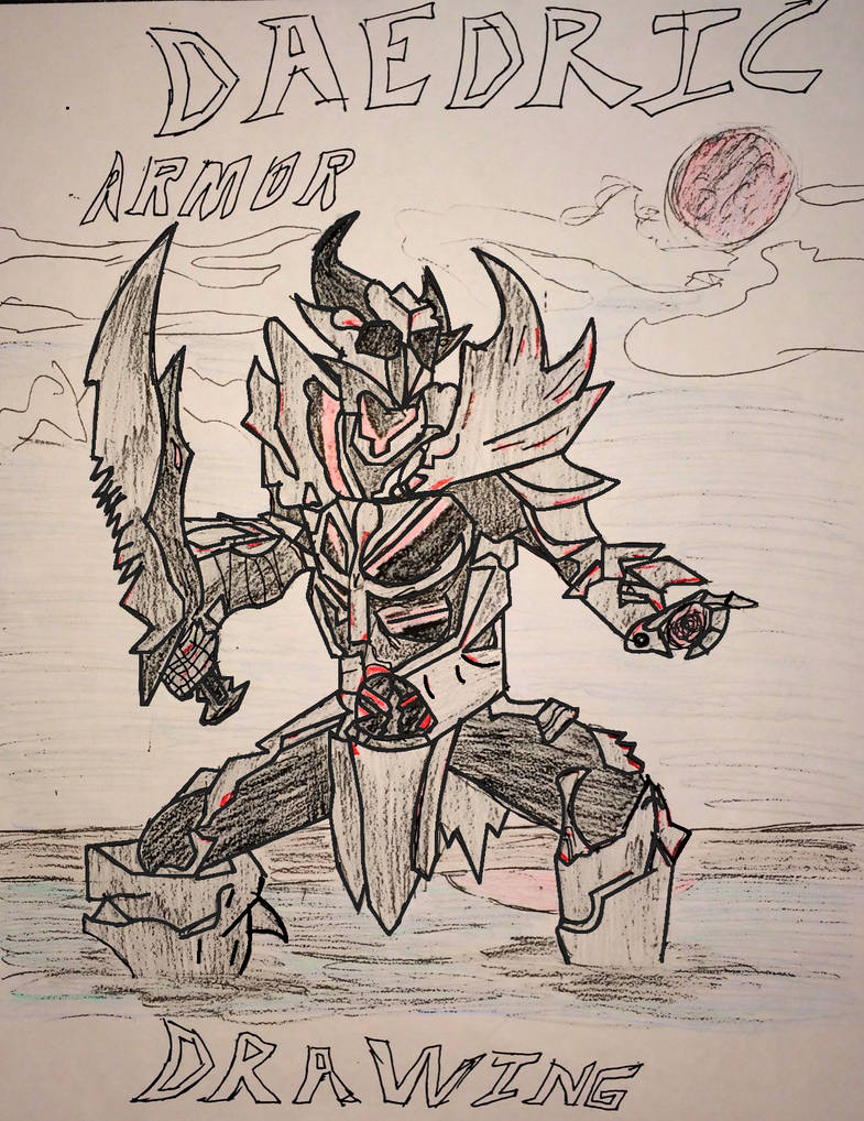 785x1018 skyrim daedric armor drawing - Skyrim Daedric Armor Drawing