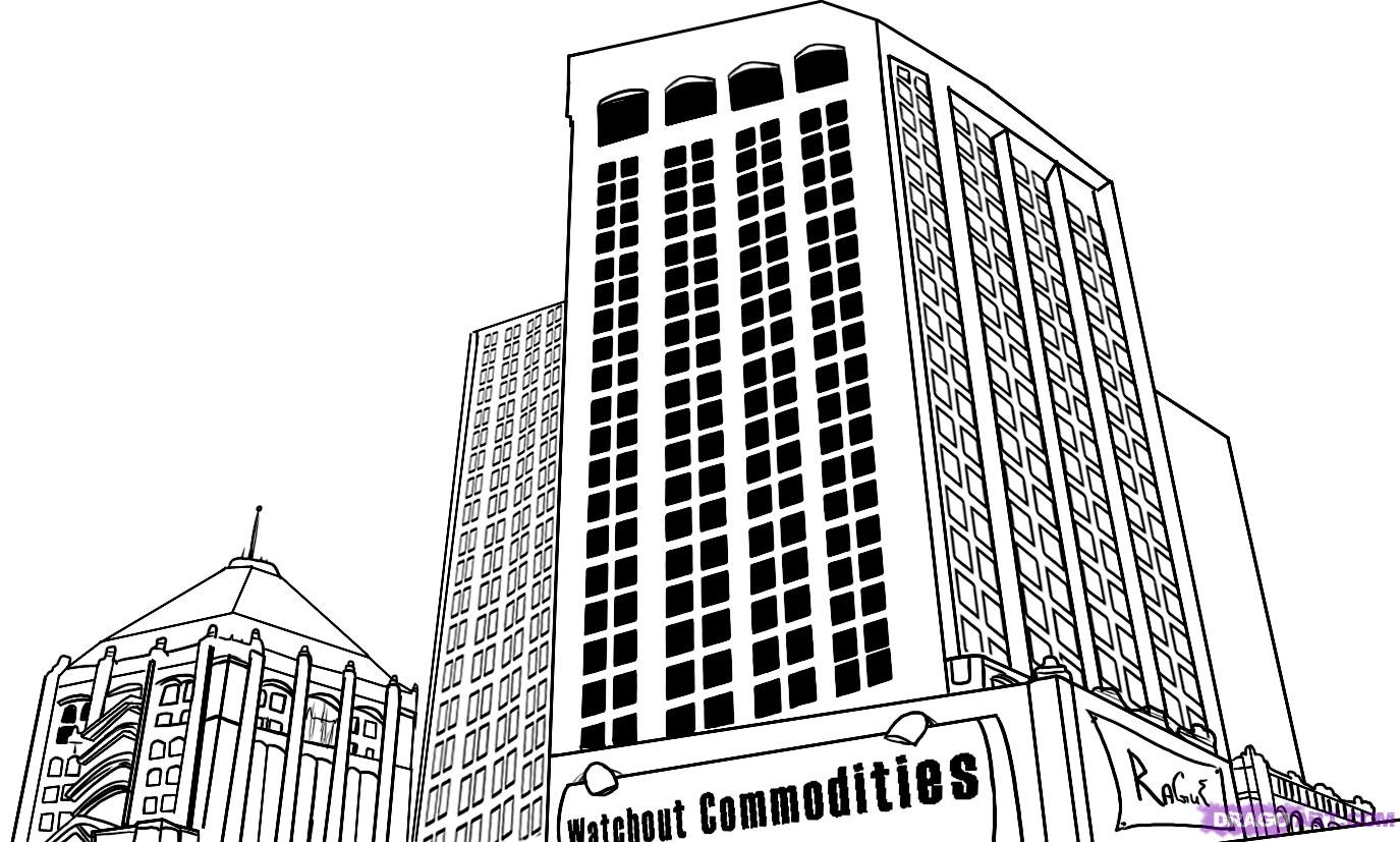 1375x827 how to draw a skyscraper, step - Skyscraper Drawing