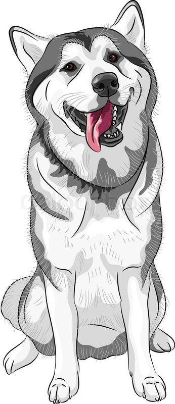 346x800 Black And White Sled Dog Siberian Stock Vector Colourbox - Sled Dog Drawing