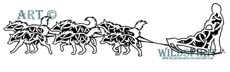 798x252 Celtic Dog Sled Team Tattoo - Sled Dog Drawing