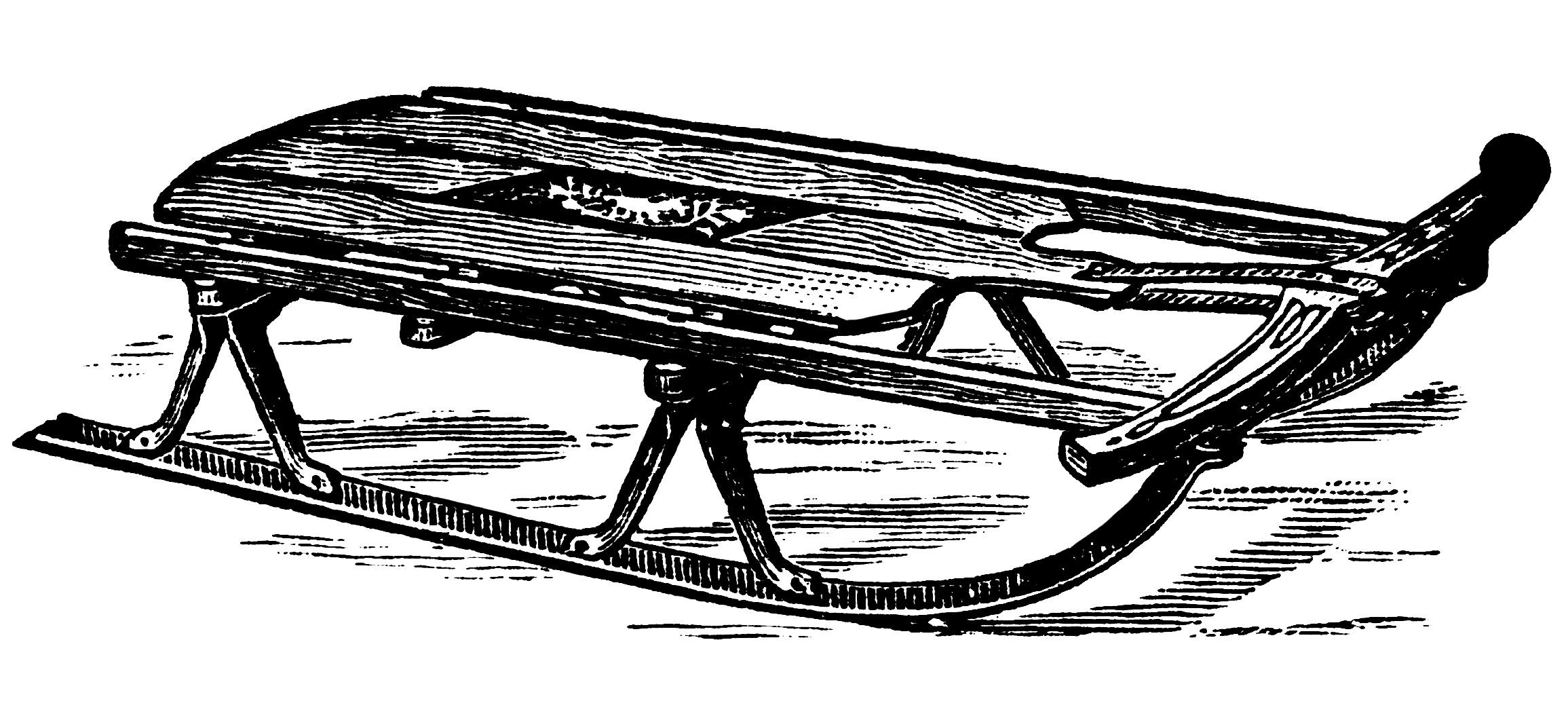 2311x1052 Flexible Flyer Sled Vintage Clip Art - Sled Drawing