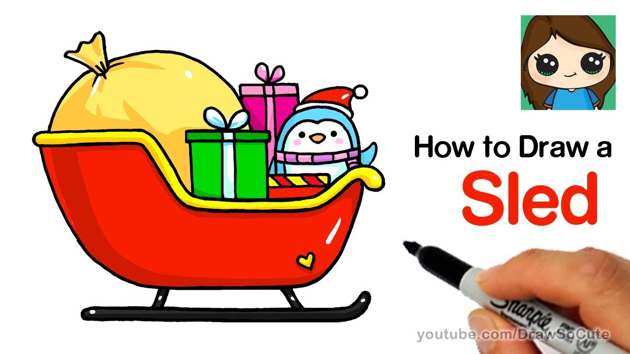 1280x720 How To Draw A Christmas Sled Easy - Sled Drawing