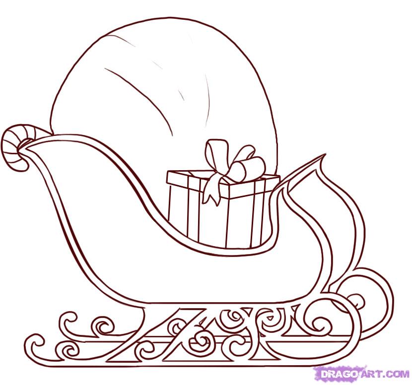 830x776 How To Draw A Sled, Step - Sled Drawing
