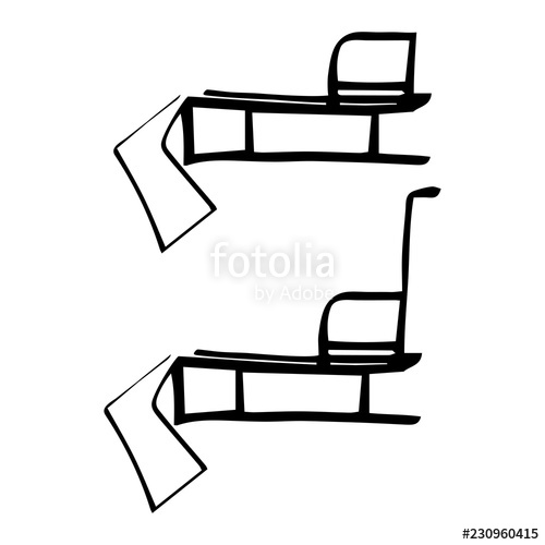 500x500 Vector Line Sketch Of Sledge Black On White Stock Image - Sledge Drawing