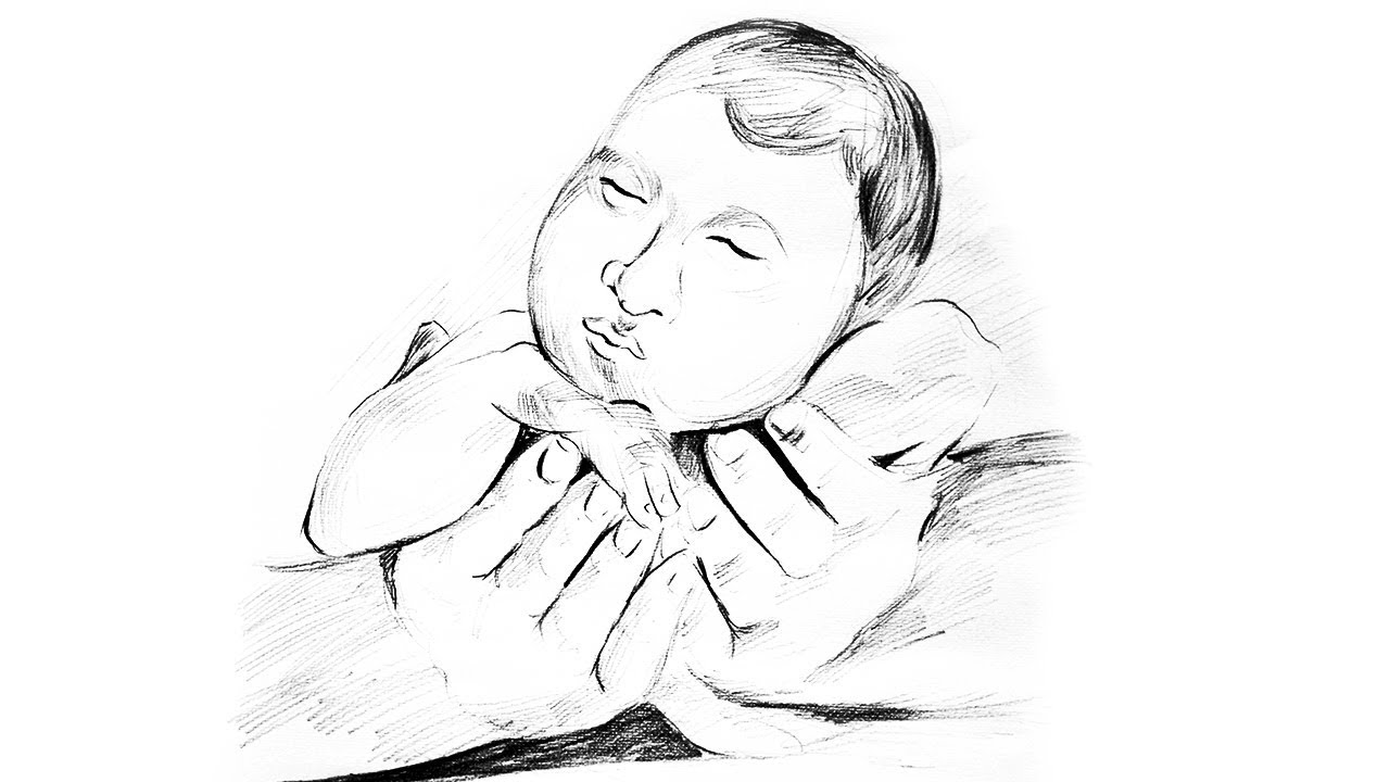 1280x720 how to draw a sleeping baby realistic sleeping baby sketch - Sleeping Baby Drawing