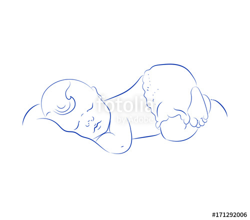 500x440 lovely newborn sleeping vector cute little sleeping child - Sleeping Baby Drawing