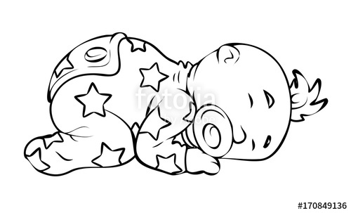 500x303 sleeping baby drawing vector stock image and royalty free vector - Sleeping Baby Drawing