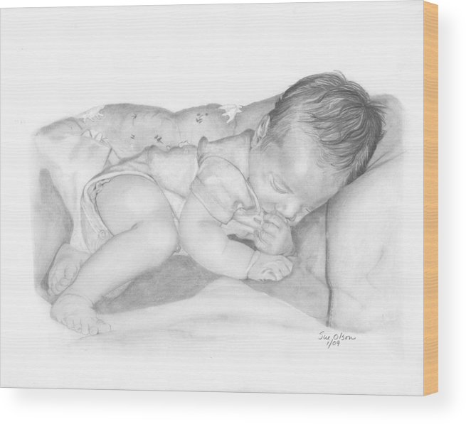 655x597 sleeping baby wood print - Sleeping Baby Drawing