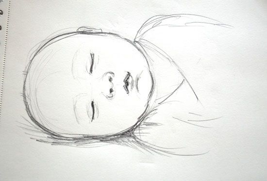 550x373 baby jesus christmas in drawings, baby drawing, baby sketch - Sleeping Baby Drawing