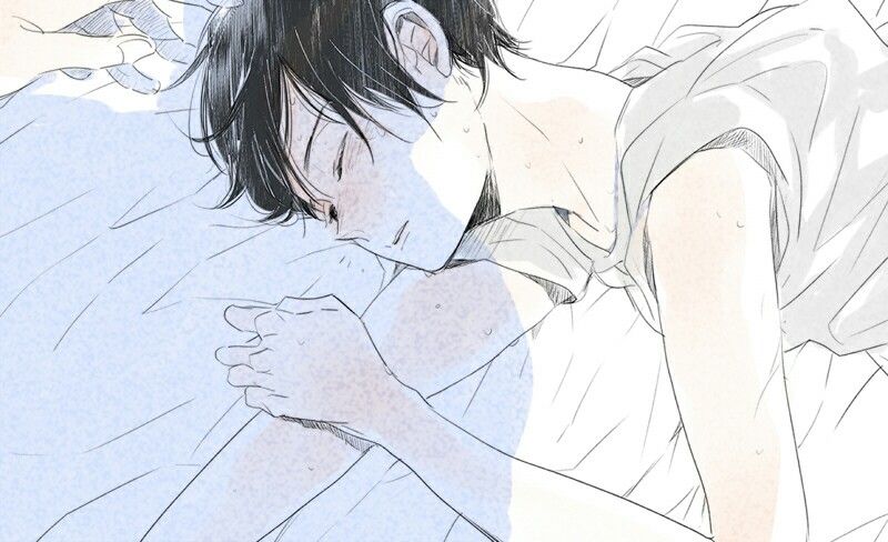 800x488 anime boy cvrs in anime demon boy, digital - Sleeping Boy Drawing