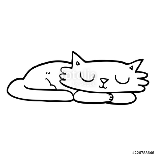 500x500 Line Drawing Cartoon Sleeping Cat Stock Image And Royalty Free - Sleeping Cat Drawing