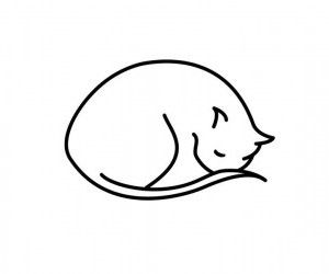 300x250 silhouette cat cats, drawings, cat tattoo - Sleeping Cat Line Drawing