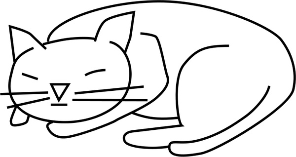 600x318 Sleeping Cat Free Vector In Open Office Drawing - Sleeping Cat Line Drawing