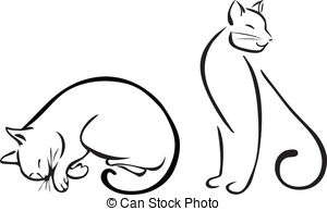 300x194 sleeping cat line drawing an image of a sleeping cat line drawing - Sleeping Cat Line Drawing