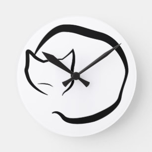 307x307 Cat Line Drawing Art Wall Zazzle Ca - Sleeping Cat Line Drawing