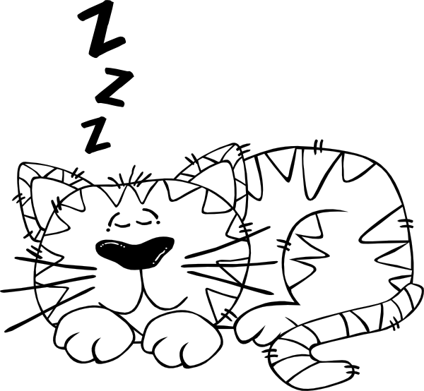 600x554 Cat Sleeping Clip Art Transparent Black And White - Sleeping Cat Line Drawing