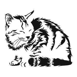 300x300 cute sleeping cat pet window car sticker dormant sleepy kitty - Sleeping Cat Line Drawing