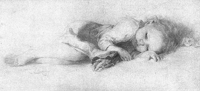 640x291 Filepencil Drawing Of Sleeping Child, Vanderpoel - Sleeping Child Drawing