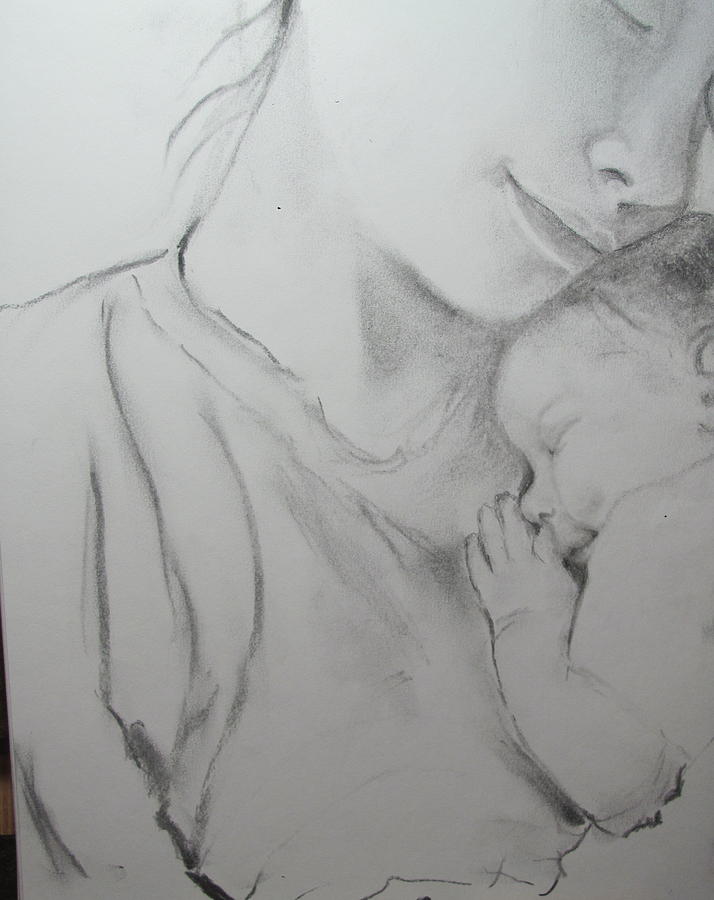 714x900 Mother And Sleeping Child Drawing - Sleeping Child Drawing