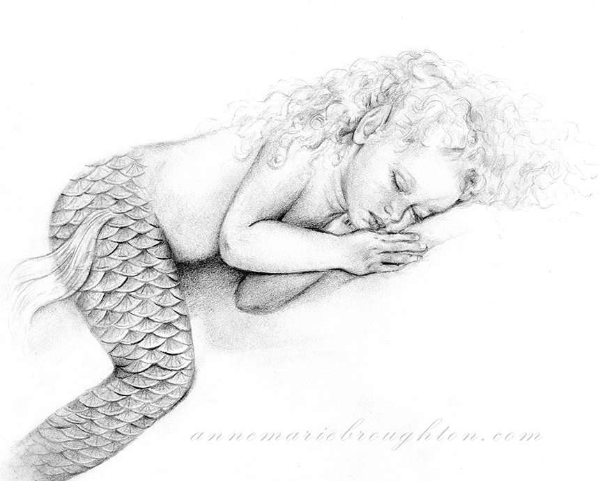 861x691 Mermaid Drawing Anne Marie Broughton - Sleeping Child Drawing