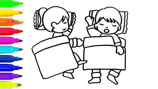 600x338 Child Sleeping Coloring Pages - Sleeping Child Drawing