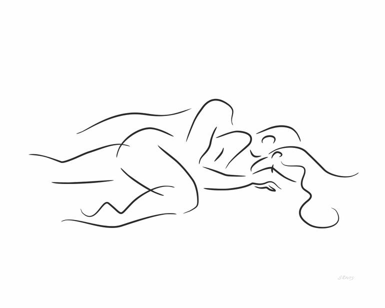 770x616 romantic couple sleeping together sketch drawing - Sleeping Drawing