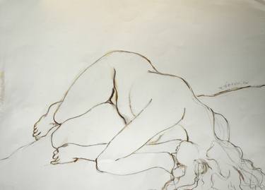 375x269 Woman Sleeping On A Rock Drawing - Sleeping Drawing