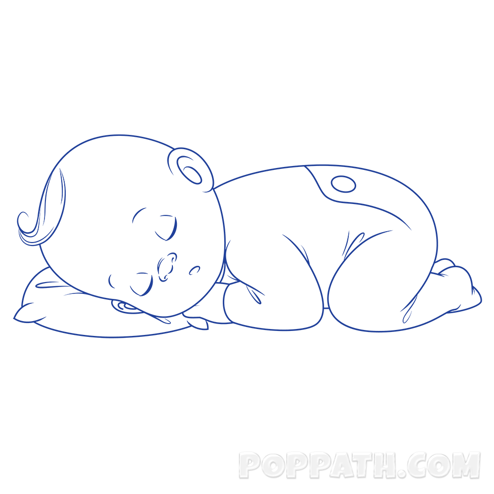 1000x1000 How To Draw A Baby Sleeping Pop Path - Sleeping Drawing