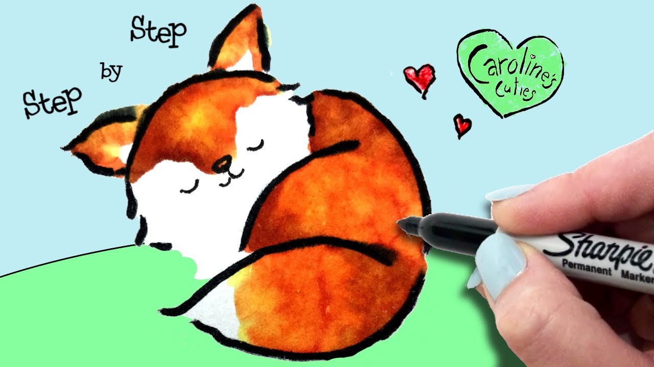 1280x720 So Easy! How To Draw A Sleeping Fox Step - Sleeping Fox Drawing