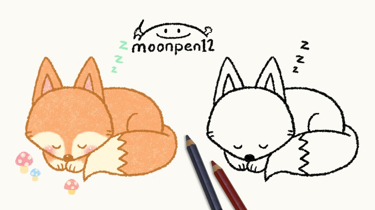 1280x720 Sleeping Fox Drawing - Sleeping Fox Drawing
