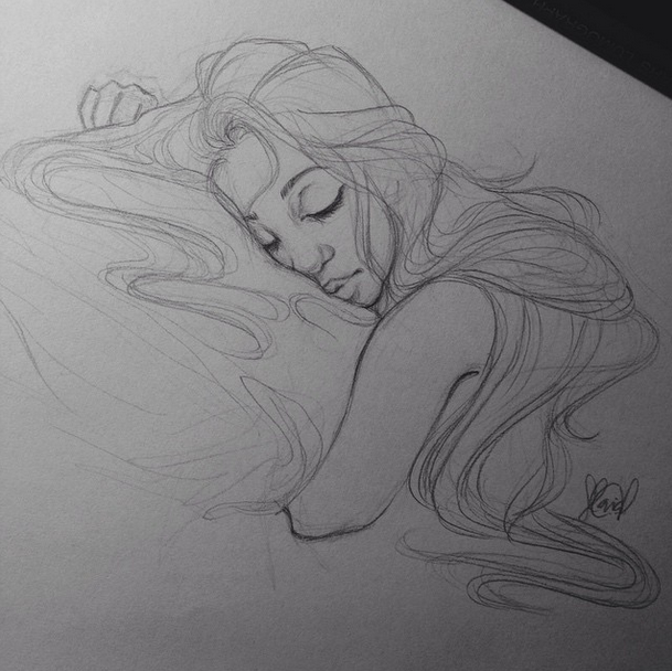 609x608 Sleeping Girl Drawing Art Drawing Skill - Sleeping Girl Drawing