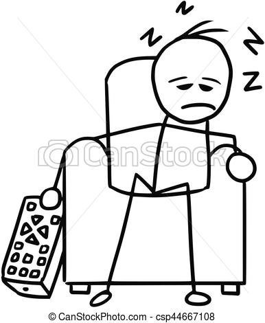 386x470 Cartoon Of Man Sleeping In The Chair In Front Of Tv Cartoon - Sleeping Man Drawing