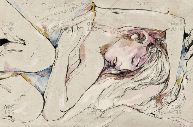 650x428 Illustration Of A Sleeping Woman Stock Photo - Sleeping Woman Drawing